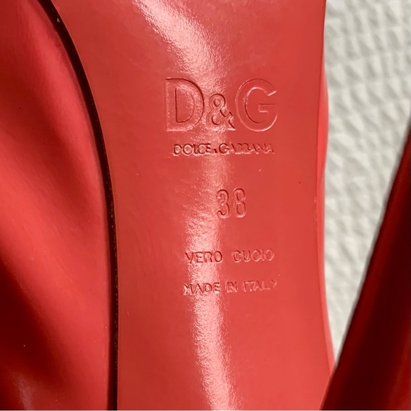 D&G Dolce and Gabbana Coral Leather  Peep Toe High Heels  38 - Picture 10 of 10